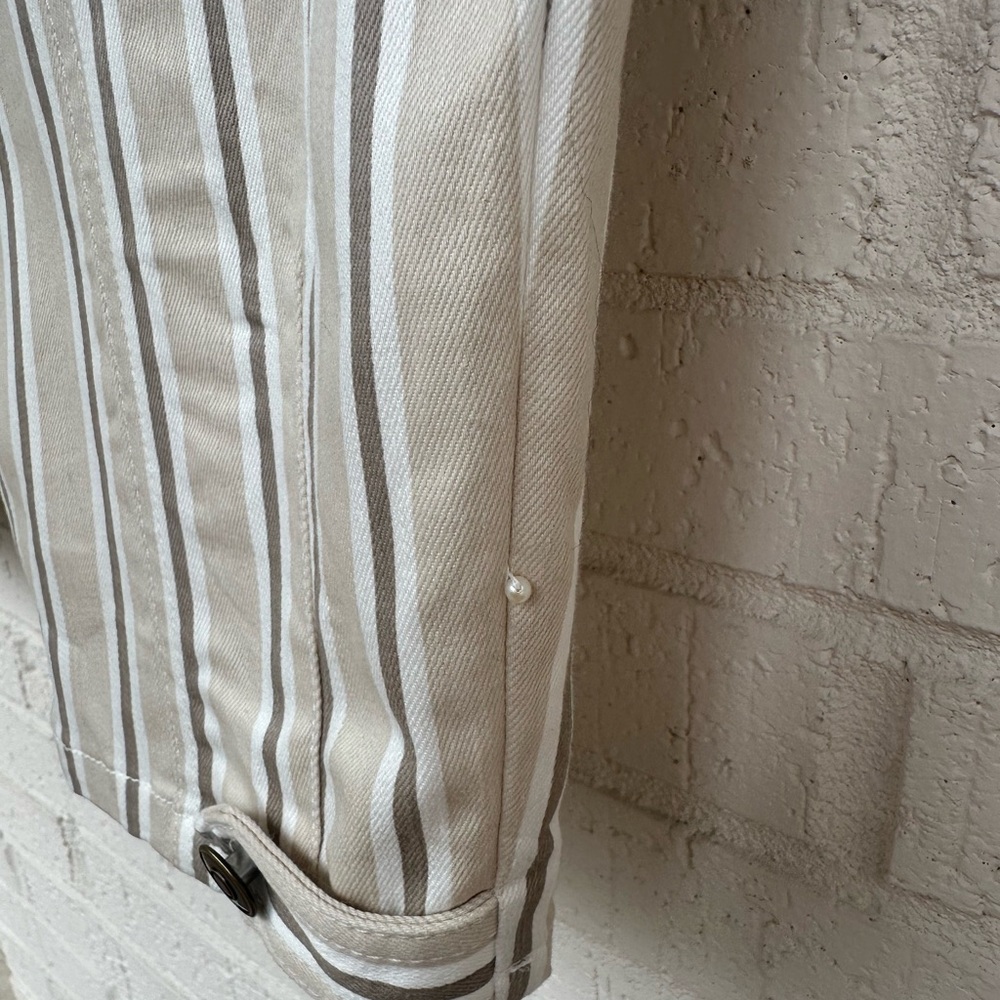 Pearl by Lela Rose Beige and White Striped Slim Barrel Leg Chinos - Picture 12 of 12